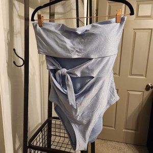 Strapless Ribbed One Piece